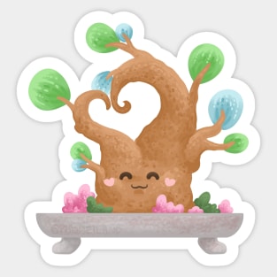 Cute Bonsai with Hearty Shape Trunk Sticker